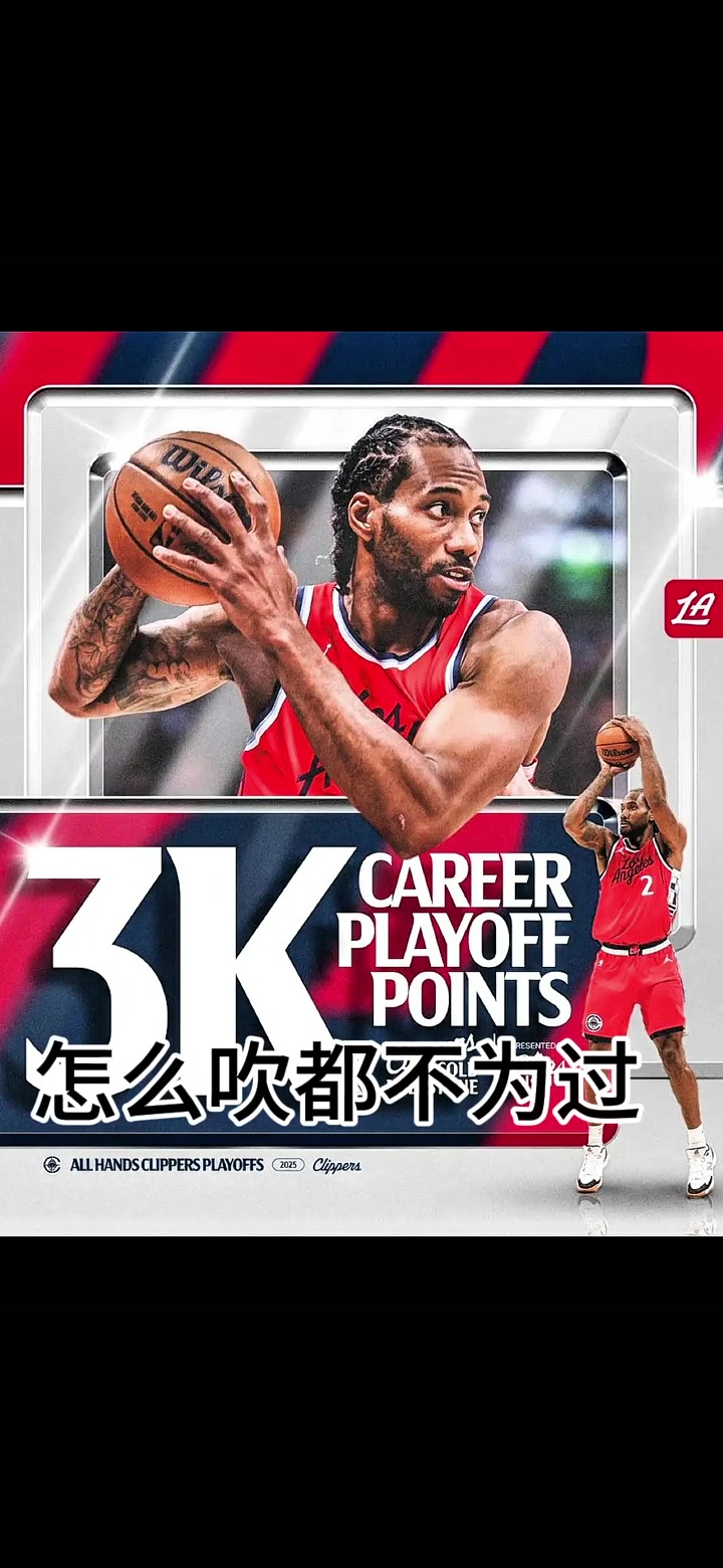 季后賽得分超3K！萊昂納德超越保羅升至NBA歷史第29位